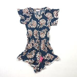 Matilda Jane 435 Romper Size 10 Girls Blue Floral Boutique Shorts
